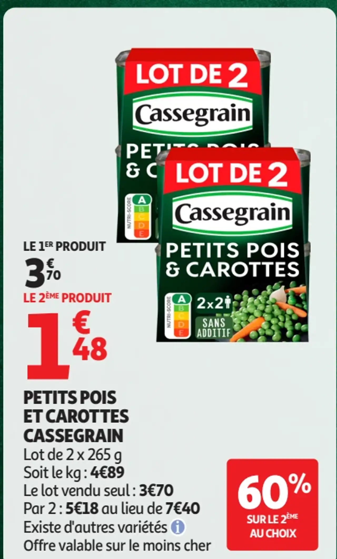 Petits pois et carottes Cassegrain