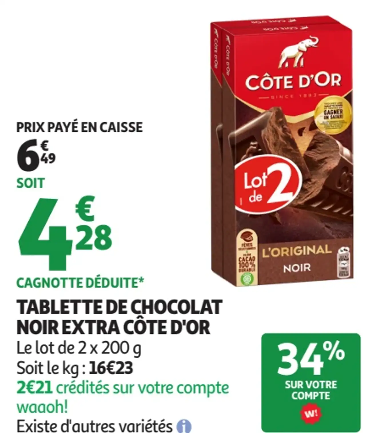 Tablette de Chocolat Noir Extra Côte d'Or