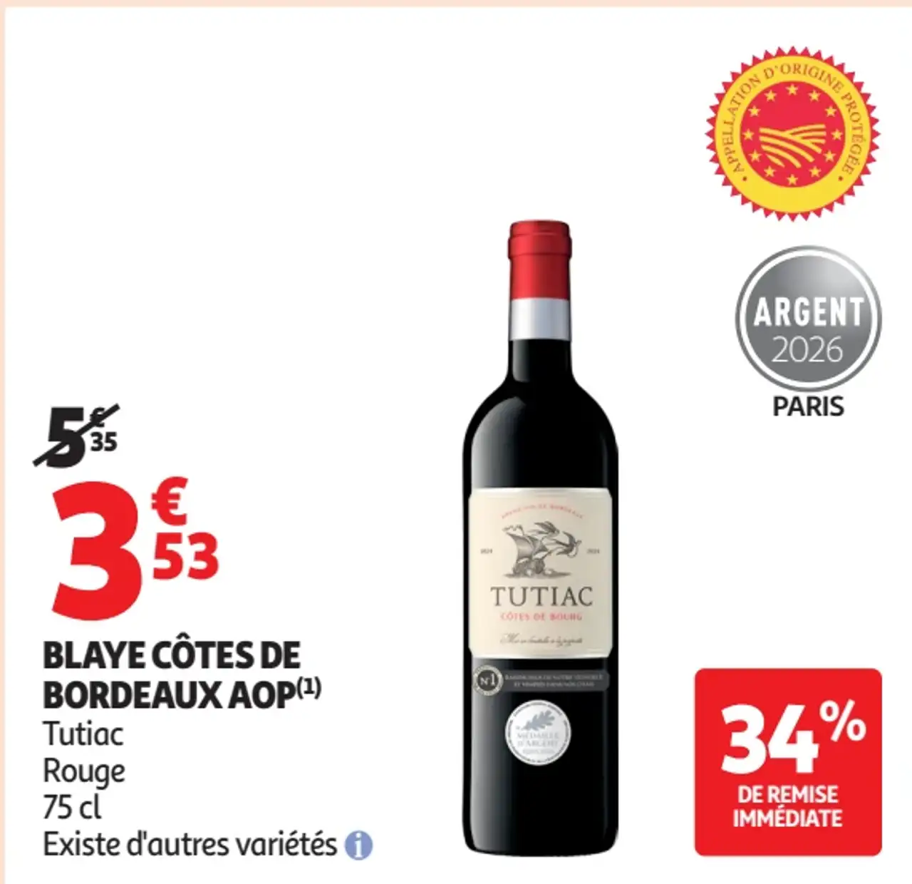 Blaye Côtes de Bordeaux AOP Tutiac Rouge