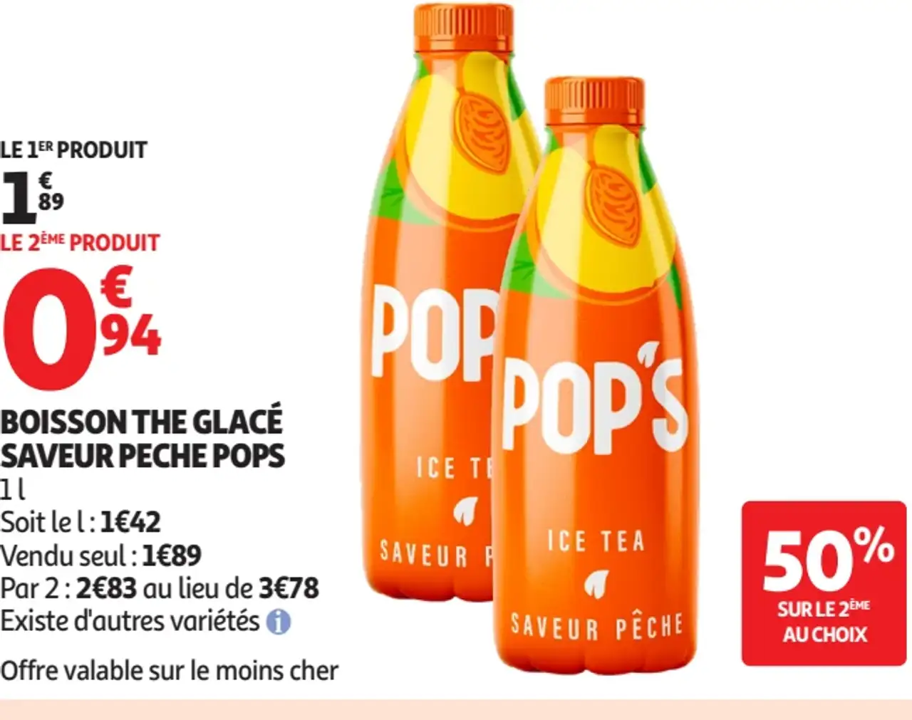 Boisson thé glacé saveur pêche Pops