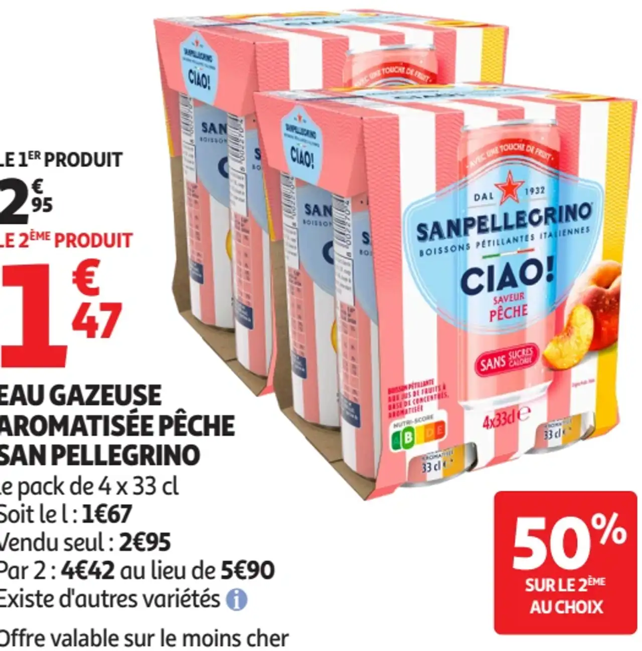 Eau gazeuse aromatisée pêche San Pellegrino