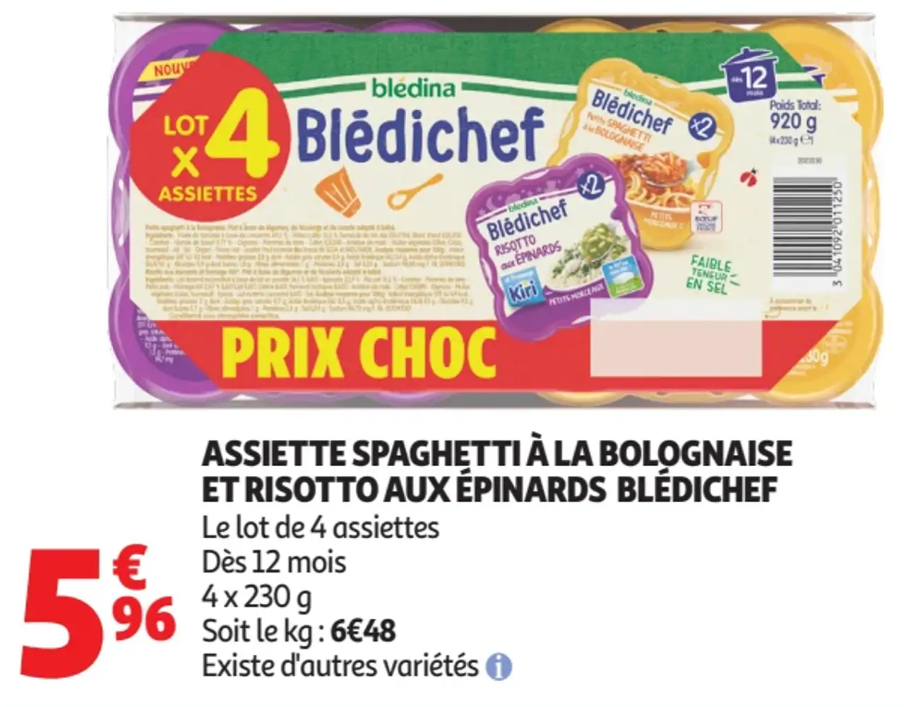 ASSIETTE SPAGHETTI À LA BOLOGNAISE ET RISOTTO AUX ÉPINARDS BLÉDICHEF