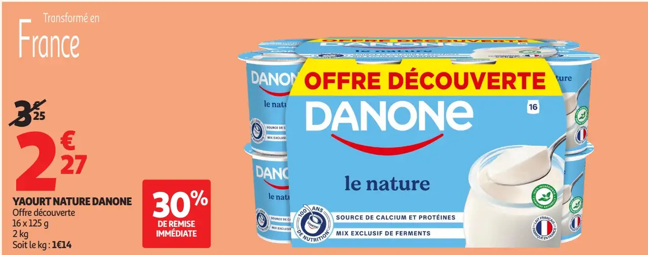 YAOURT NATURE DANONE Offre découverte