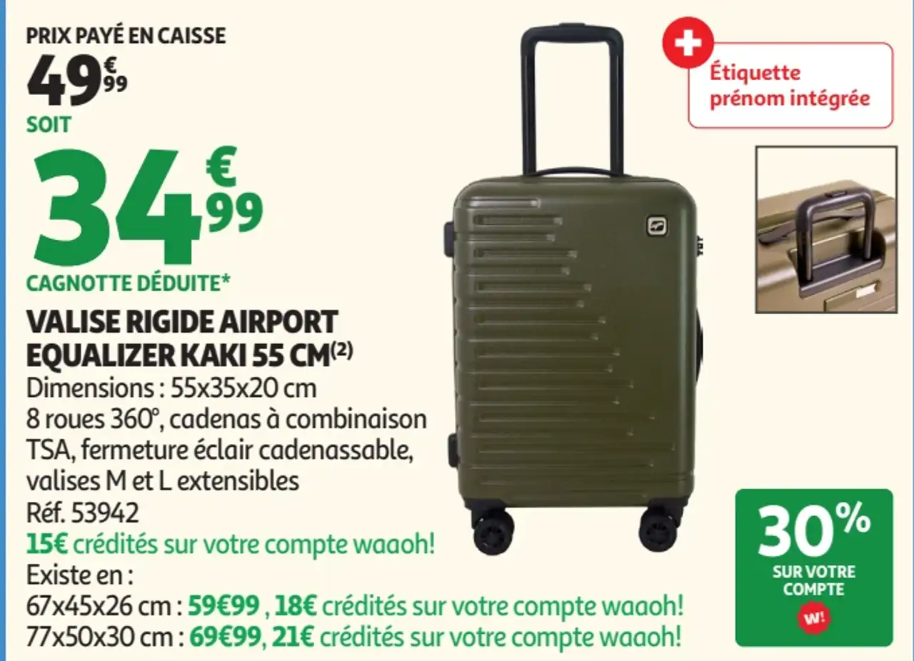 Valise rigide Airport Equalizer Kaki 55 cm