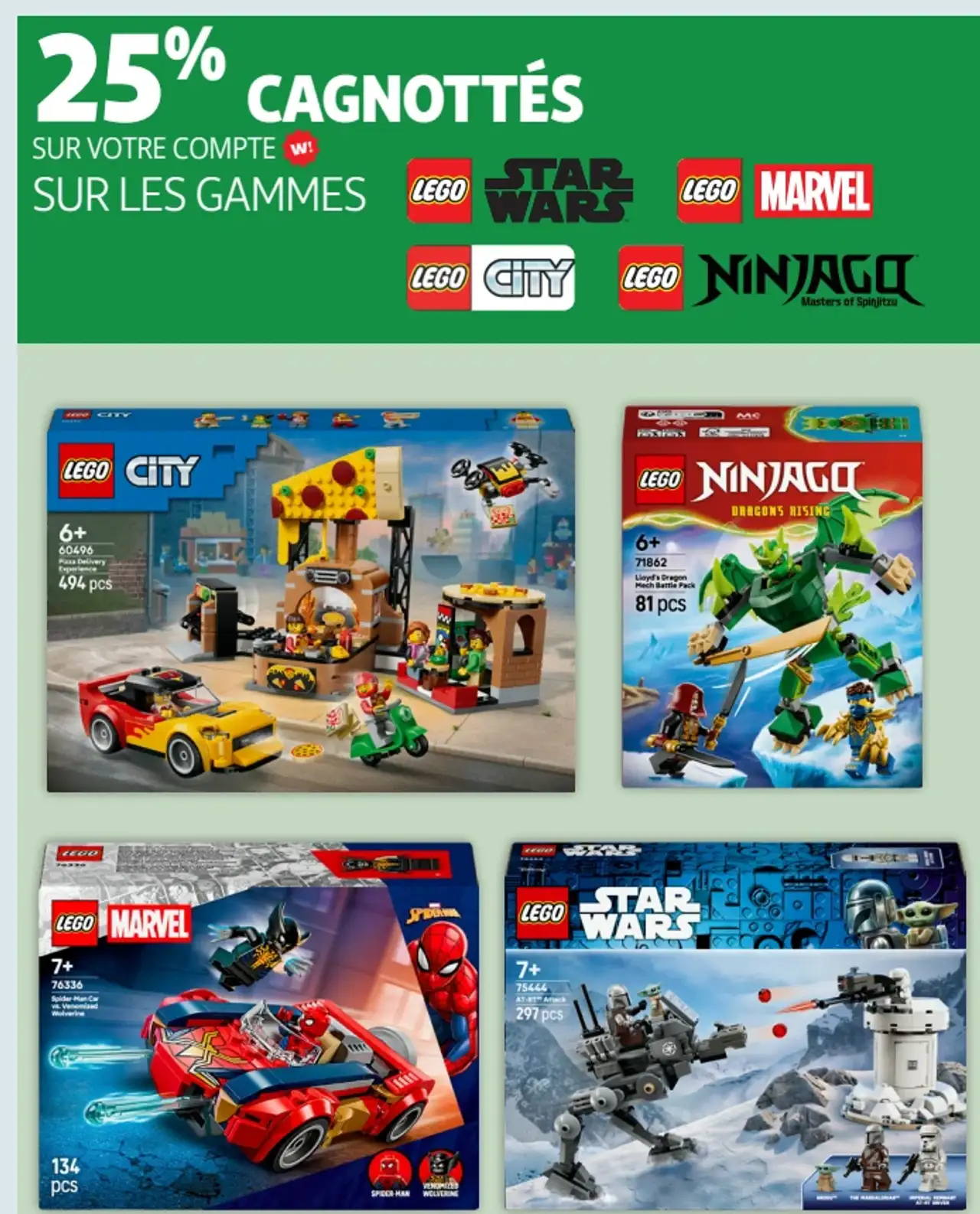 Gammes LEGO Star Wars, Marvel, City, Ninjago