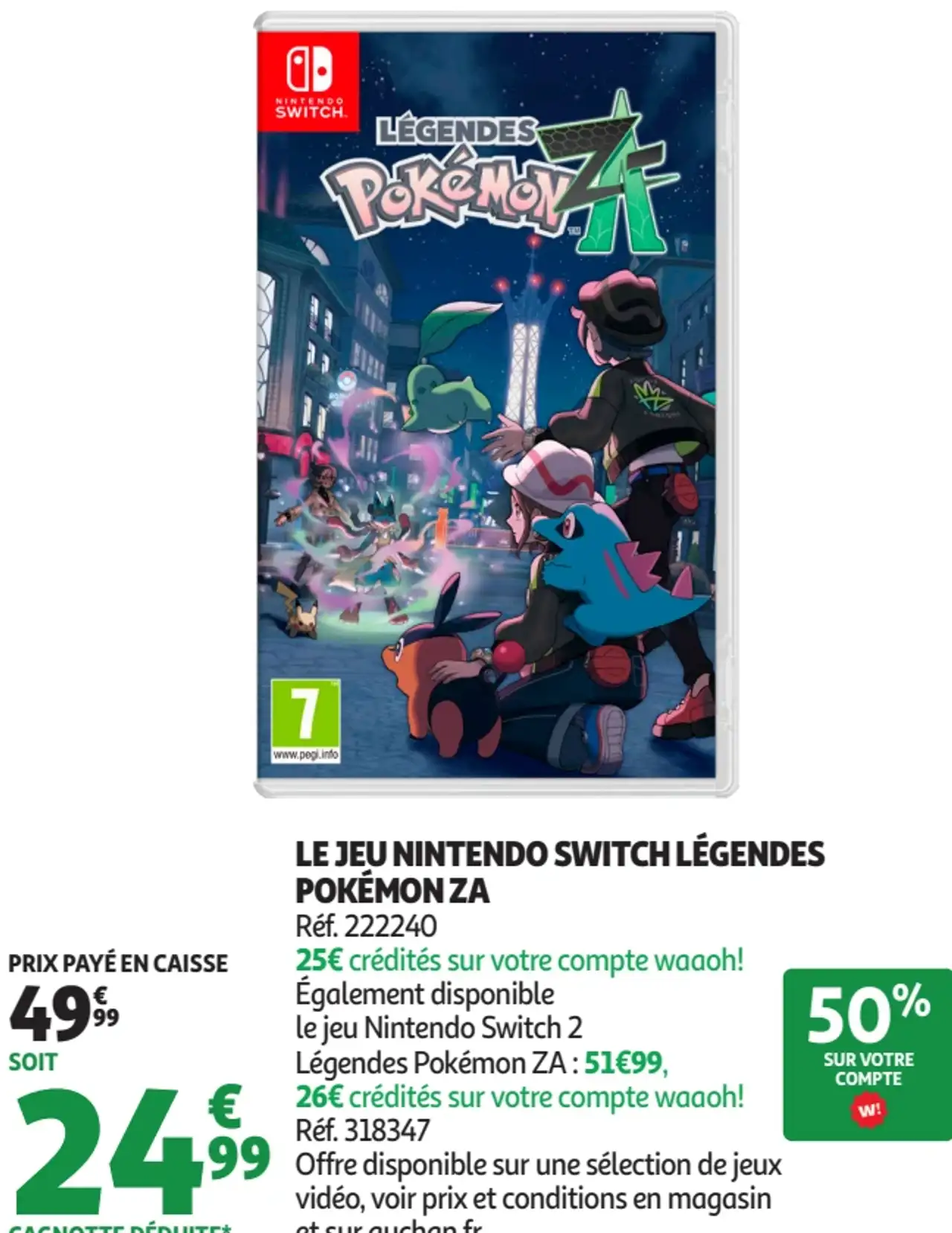Le jeu Nintendo Switch Légendes Pokémon ZA