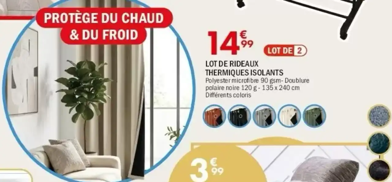 Lot de rideaux thermiques isolants
