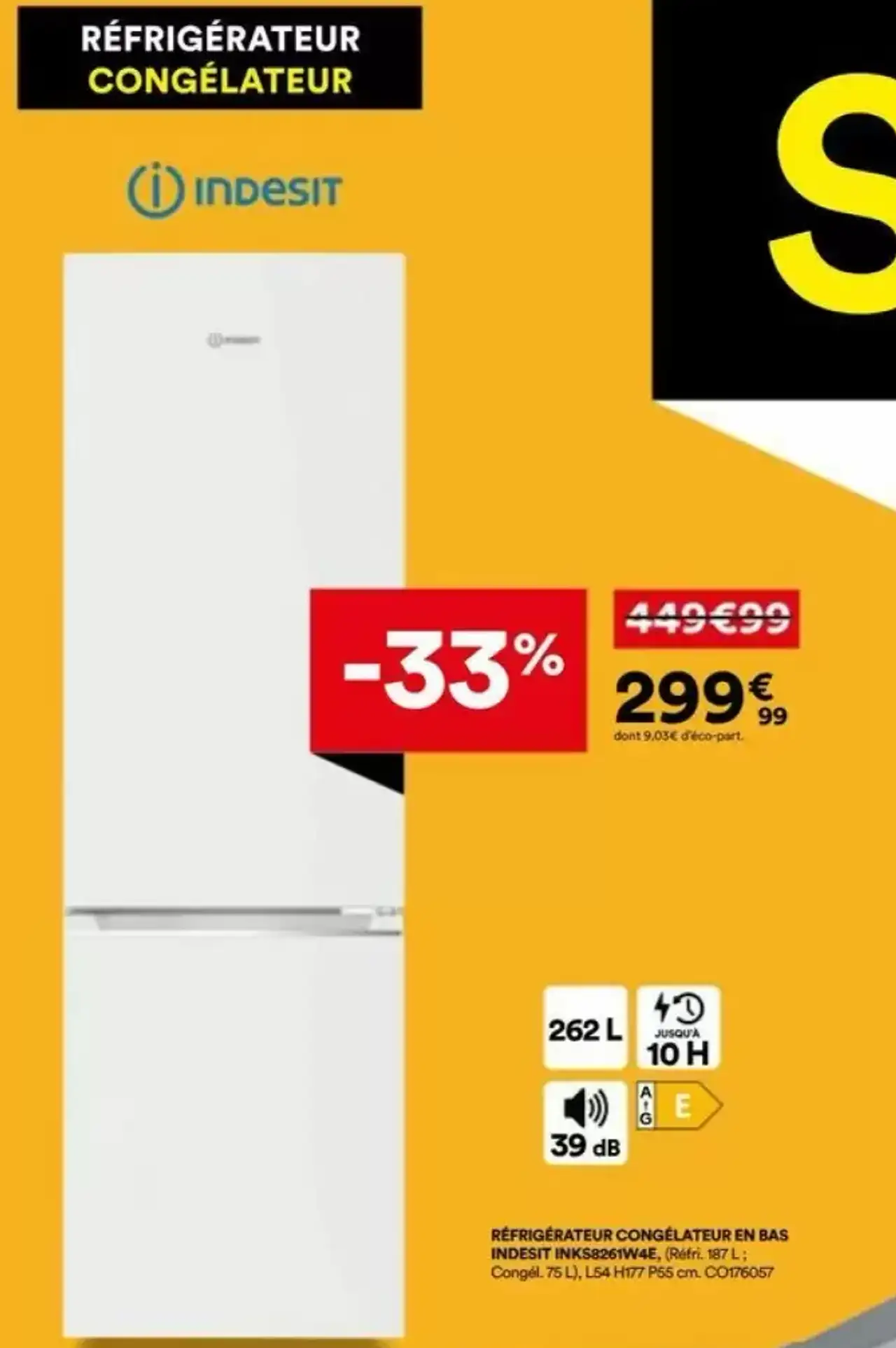 RÉFRIGÉRATEUR CONGÉLATEUR EN BAS INDESIT INKB8261W4E