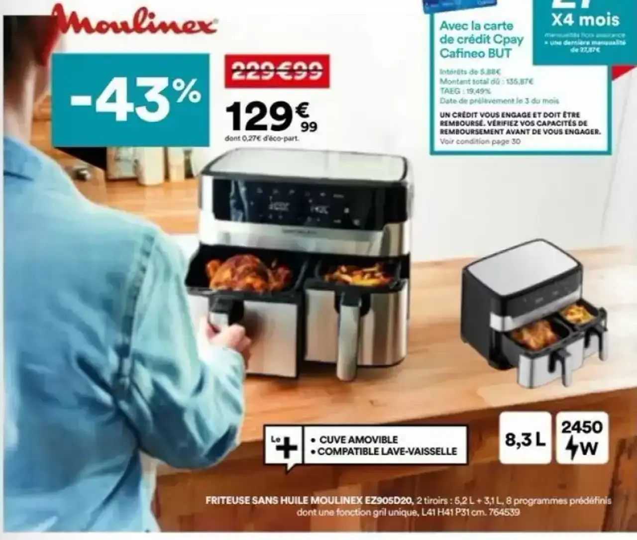 FRITEUSE SANS HUILE MOULINEX EZ905D20
