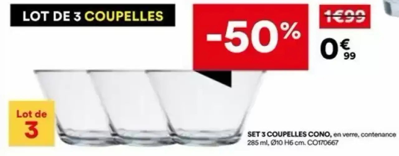 Set 3 coupelles Cono