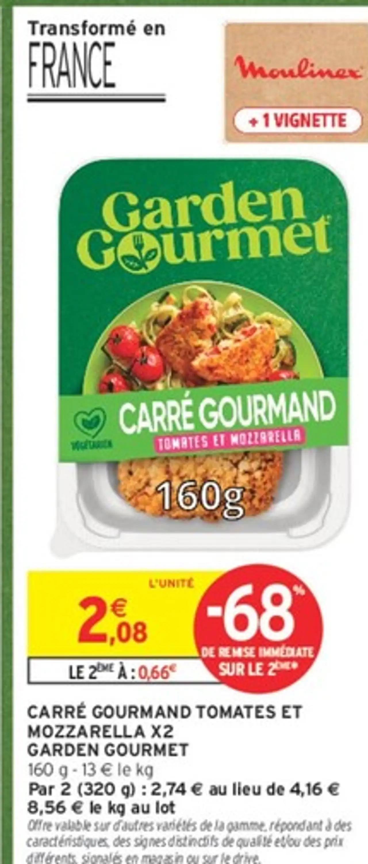 Carré Gourmand Tomates et Mozzarella x2 Garden Gourmet