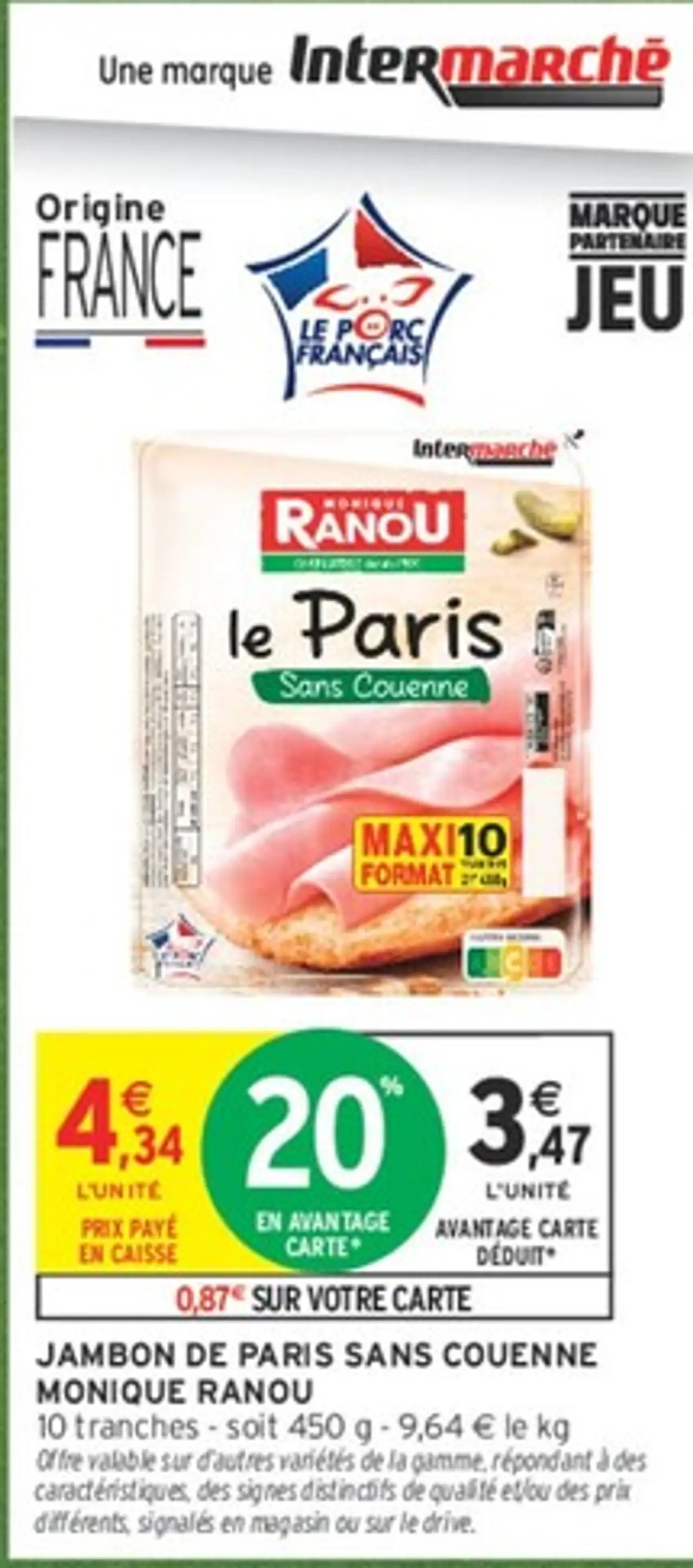 Jambon de Paris sans couenne Monique Ranou