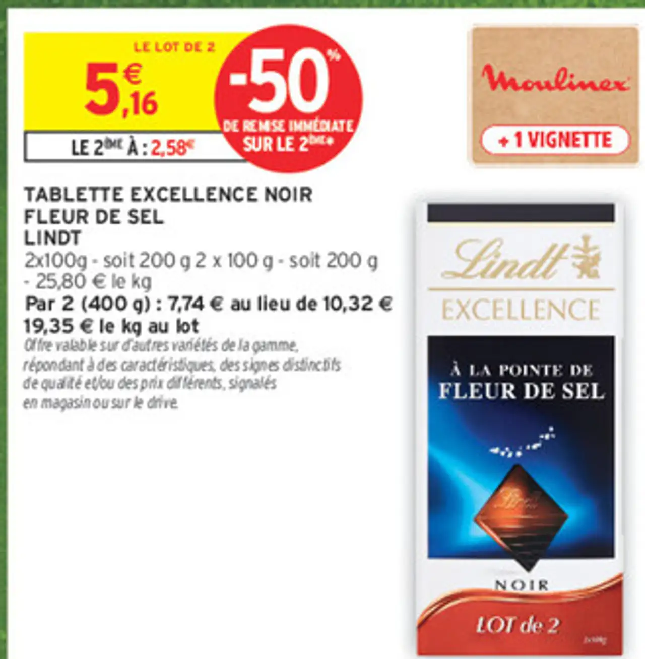 Tablette Excellence Noir Fleur de Sel Lindt