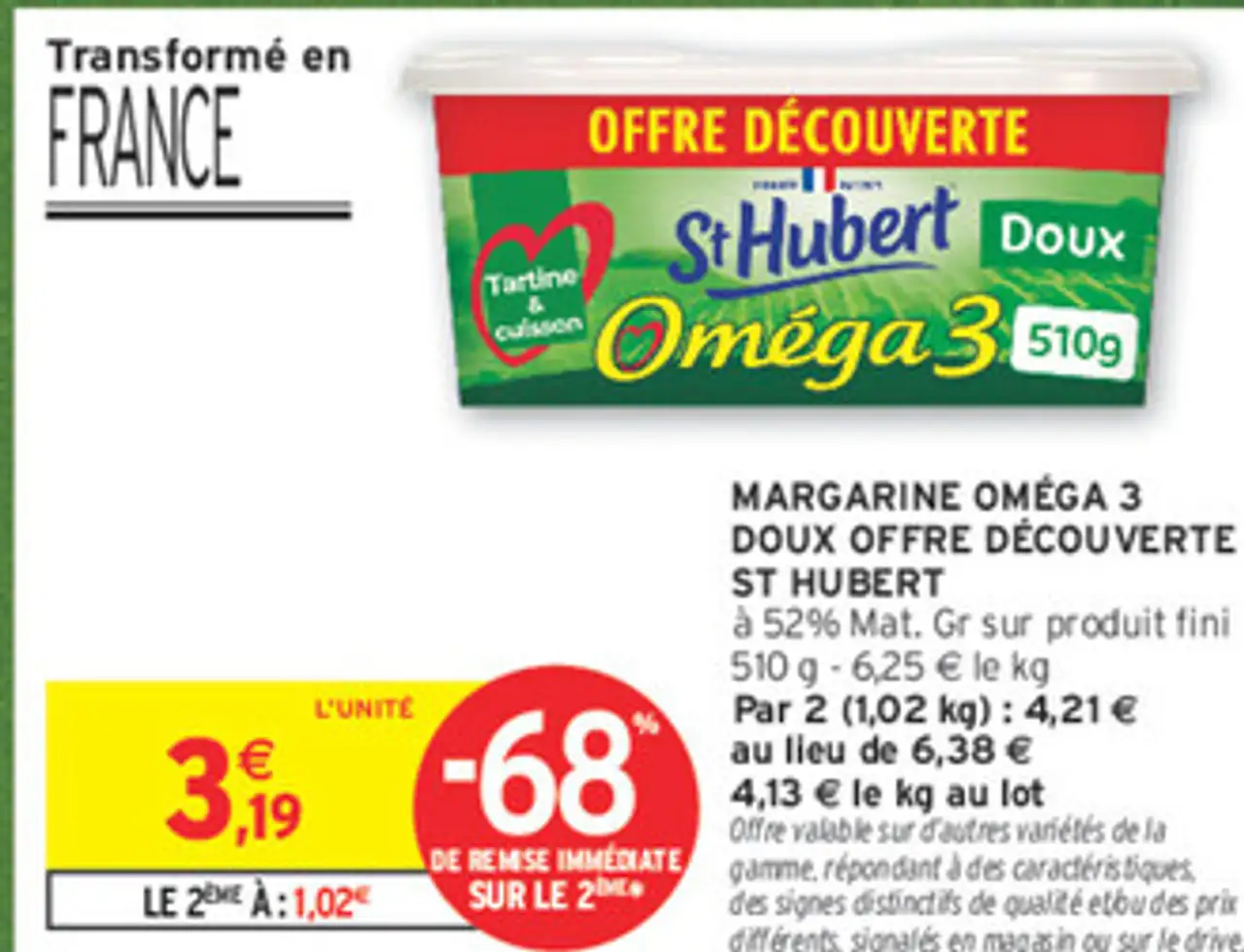 MARGARINE OMÉGA 3 DOUX OFFRE DÉCOUVERTE ST HUBERT