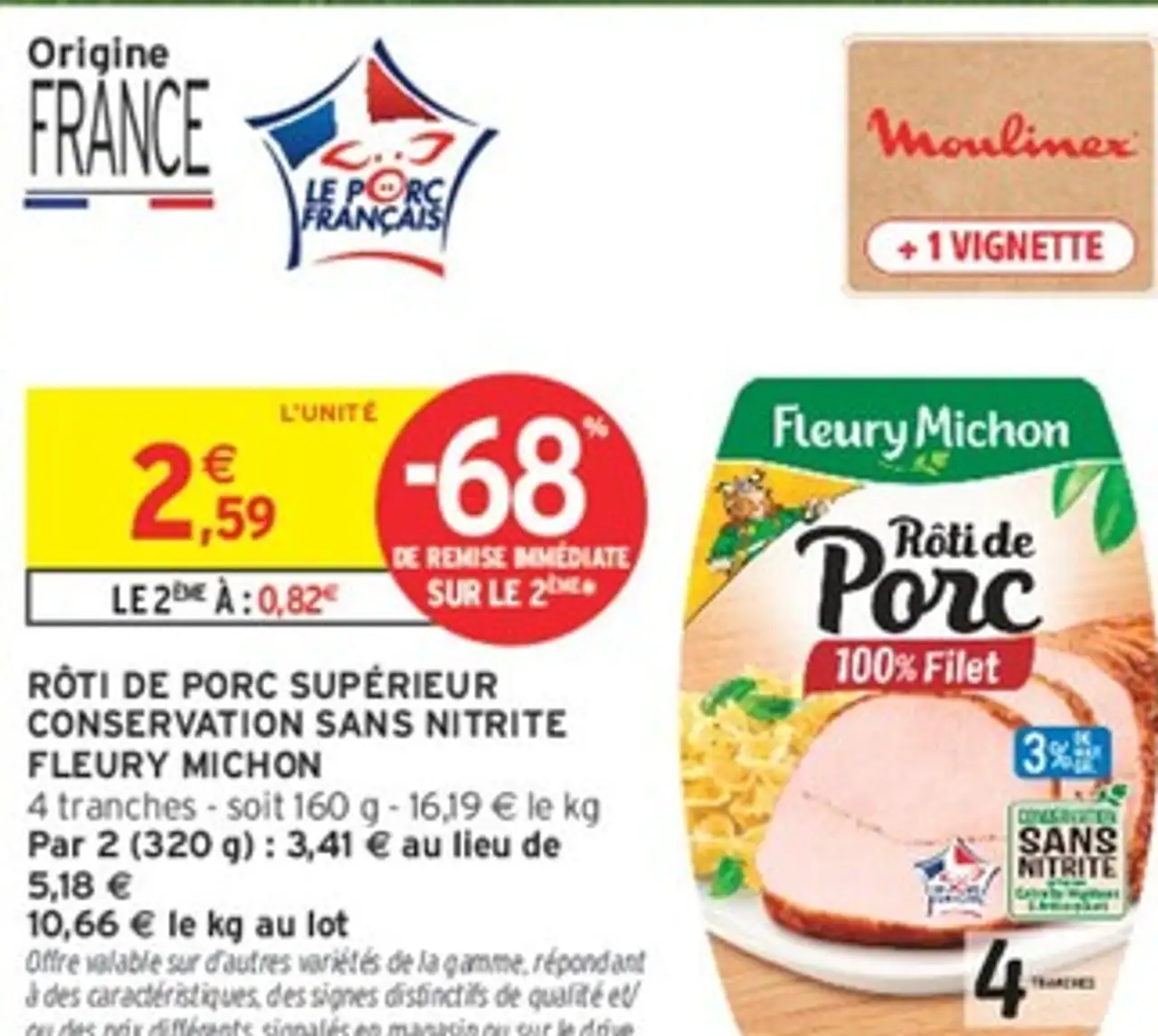Rôti de Porc Supérieur Conservation Sans Nitrite Fleury Michon