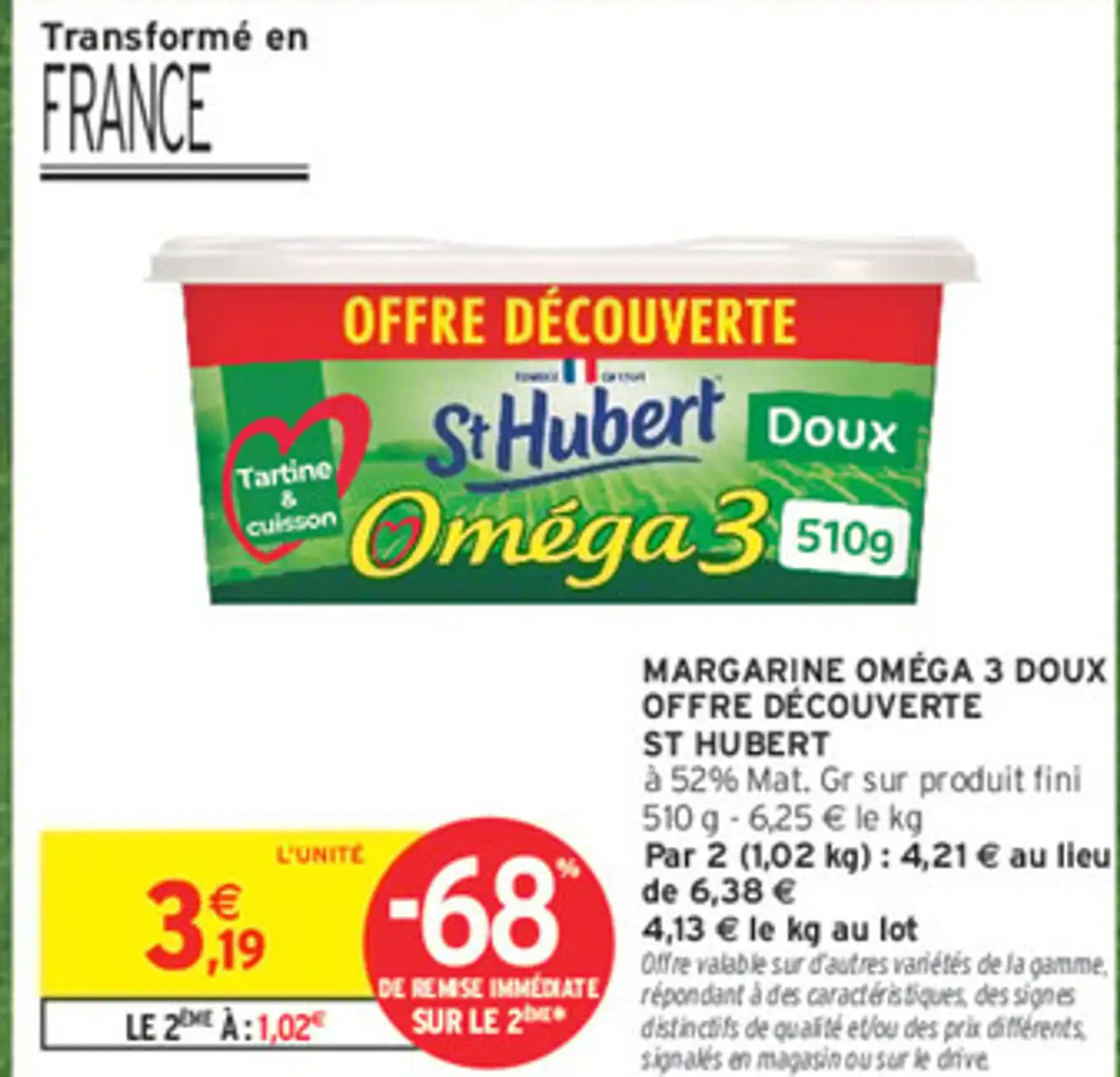 Margarine Oméga 3 Doux Offre Découverte St Hubert