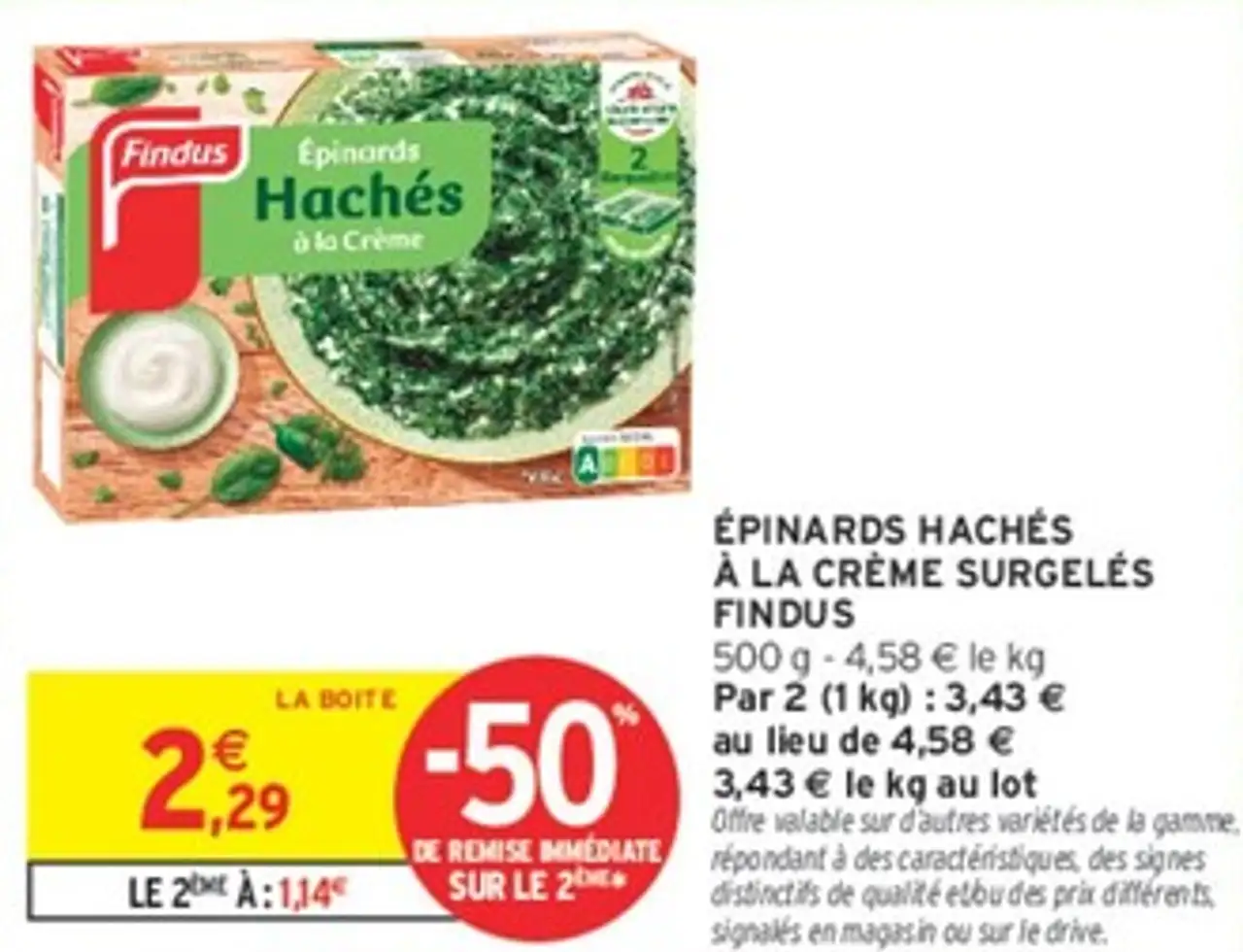 Épinards hachés à la crème surgelés Findus