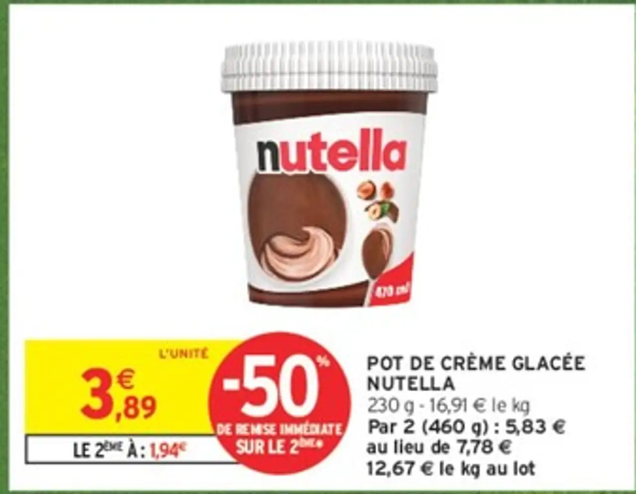 Pot de creme glacee nutella