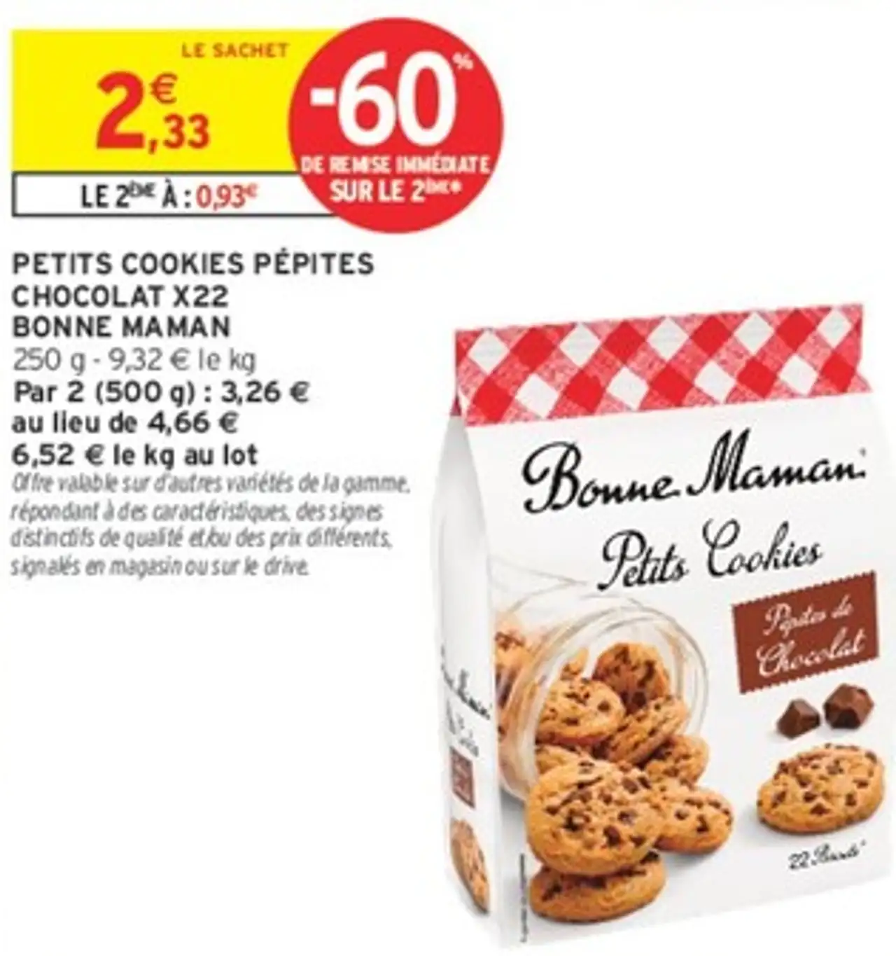 PETITS COOKIES PÉPITES CHOCOLAT X22 BONNE MAMAN