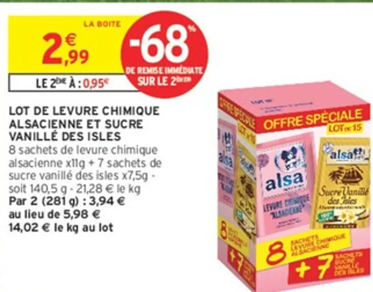 LOT DE LEVURE CHIMIQUE ALSACIENNE ET SUCRE VANILLÉ DES ISLES ALSA