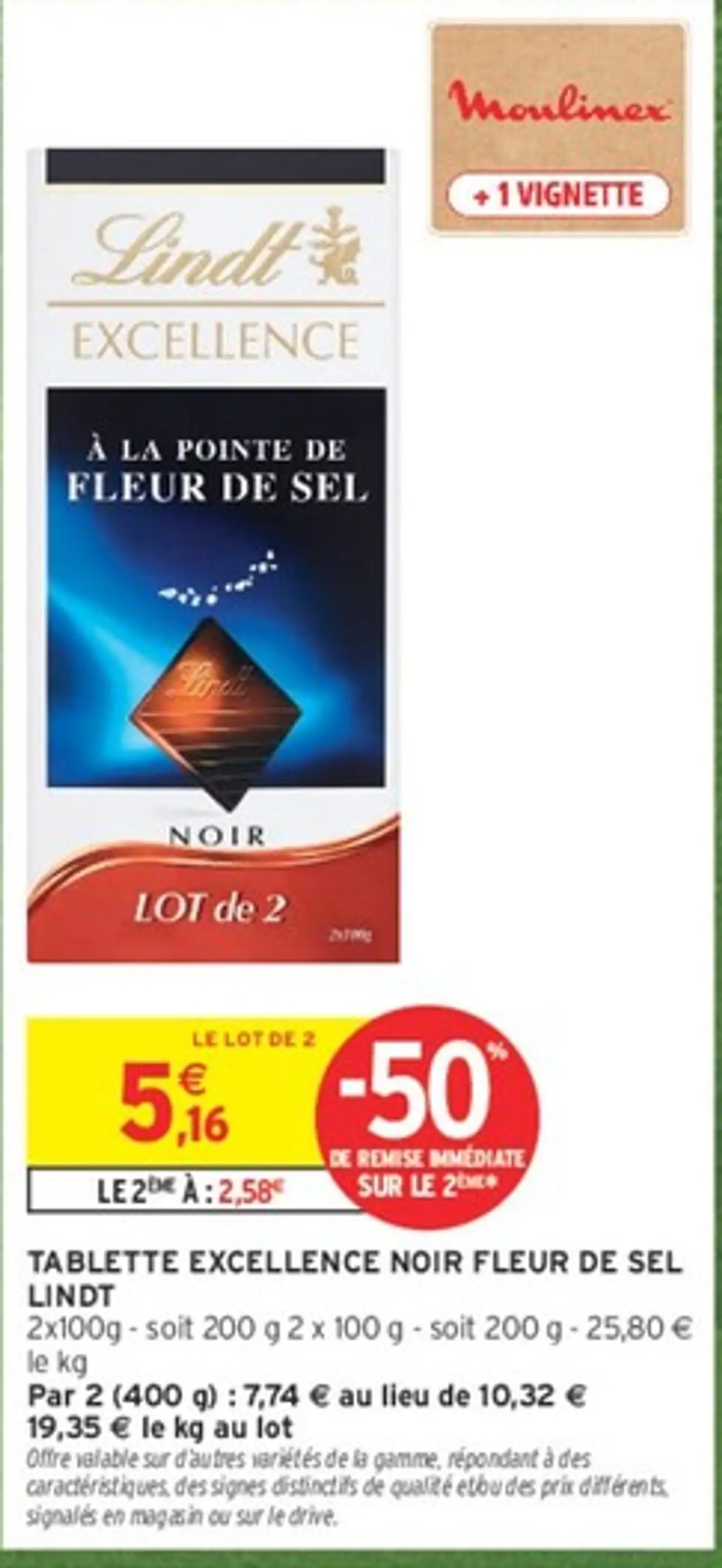 Lindt Tablette Excellence Noir Fleur de Sel