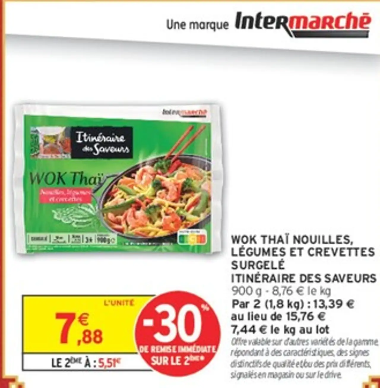 Wok Thaï Nouilles, Légumes et Crevettes Surgelé Itinéraire des Saveurs
