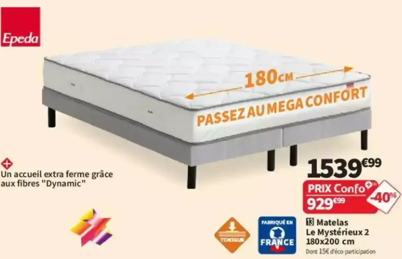 Matelas Le Mystérieux 2 180x200 cm Epeda