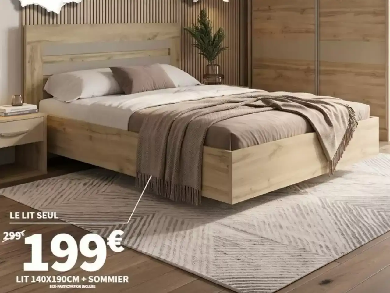 Lit seul 140x190cm + Sommier