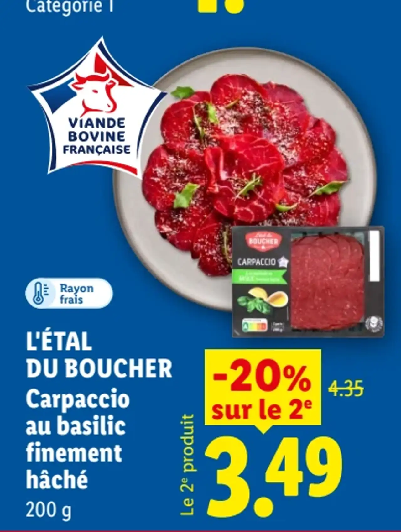 L'ÉTAL DU BOUCHER Carpaccio au basilic finement haché