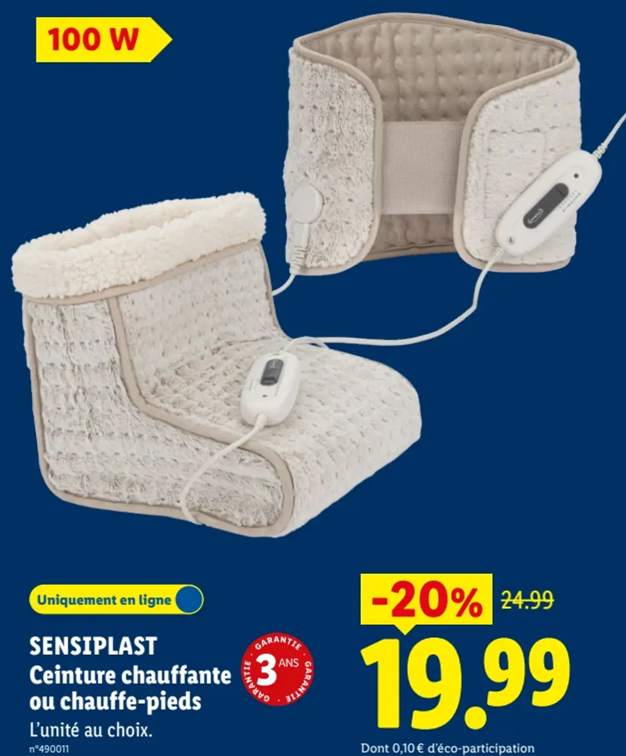 SENSIPLAST Ceinture chauffante ou chauffe-pieds