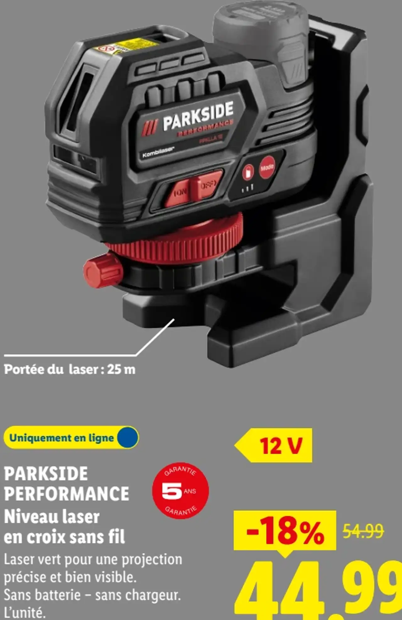 PARKSIDE PERFORMANCE Niveau laser en croix sans fil 12 V