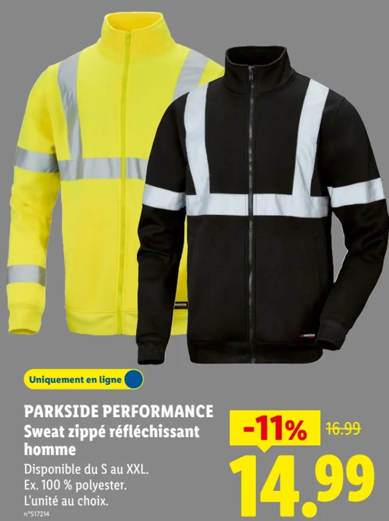 PARKSIDE PERFORMANCE Sweat zippé réfléchissant homme
