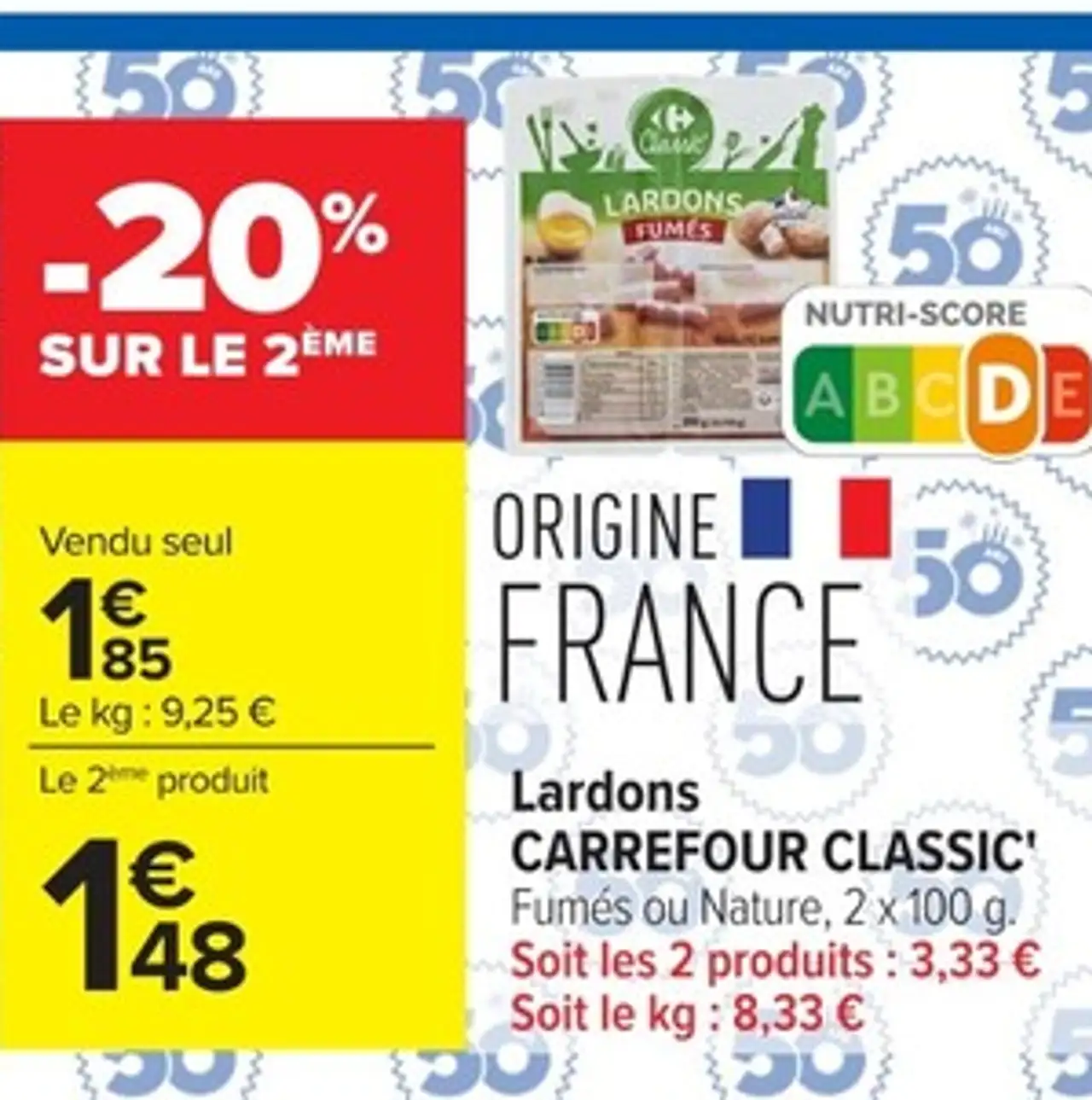 Lardons CARREFOUR CLASSIC' Fumés ou Nature