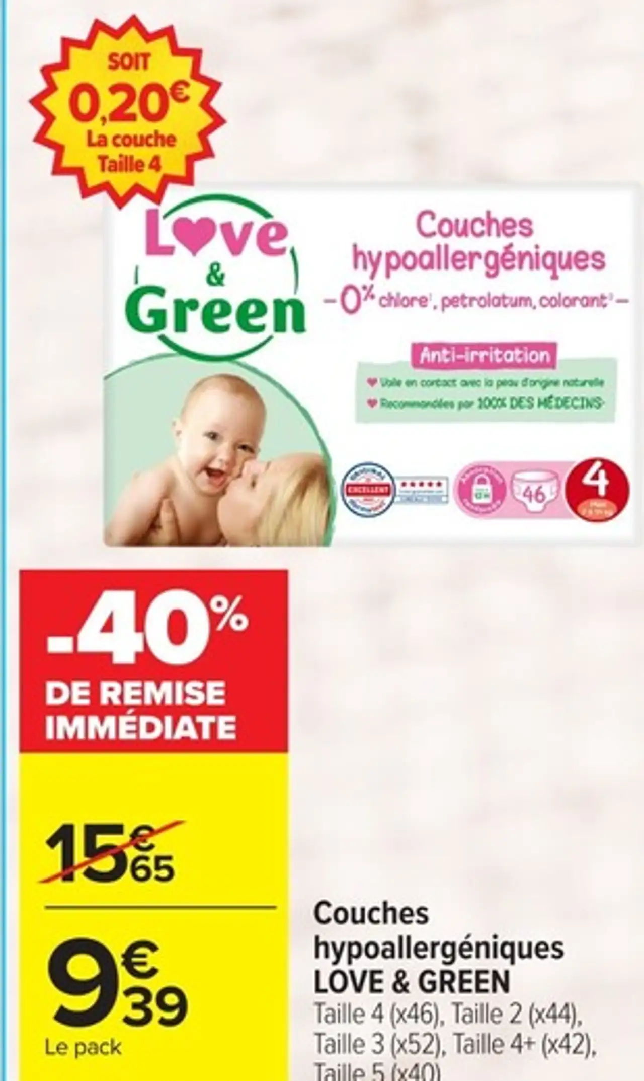 Couches hypoallergéniques LOVE & GREEN