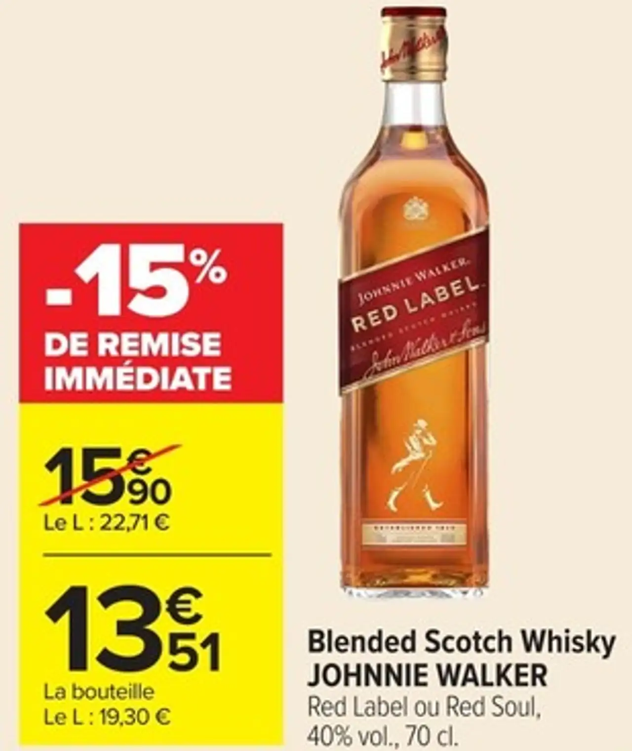 Blended Scotch Whisky JOHNNIE WALKER Red Label ou Red Soul