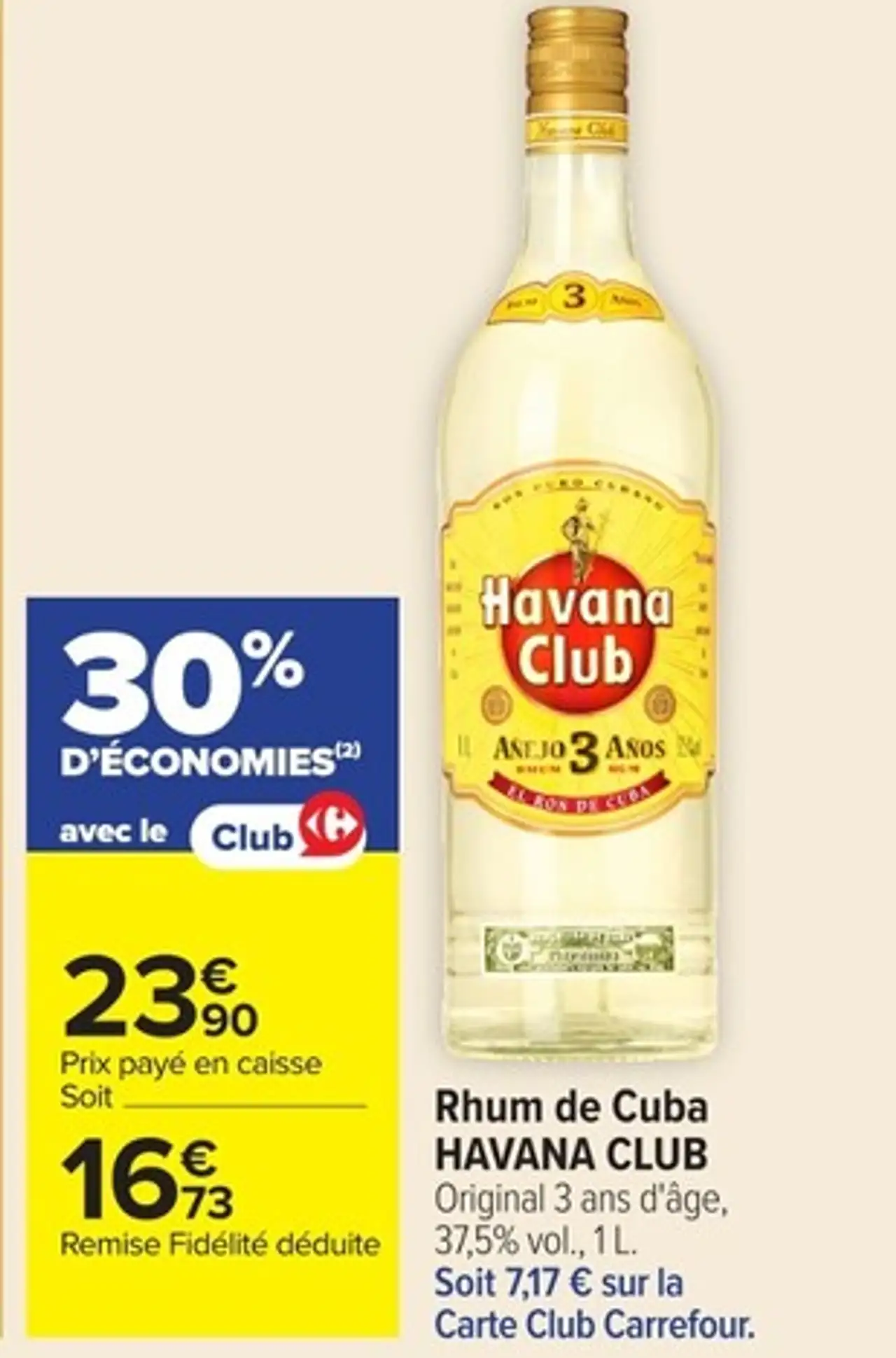 Rhum de Cuba HAVANA CLUB Original 3 ans d'âge, 37,5% vol.