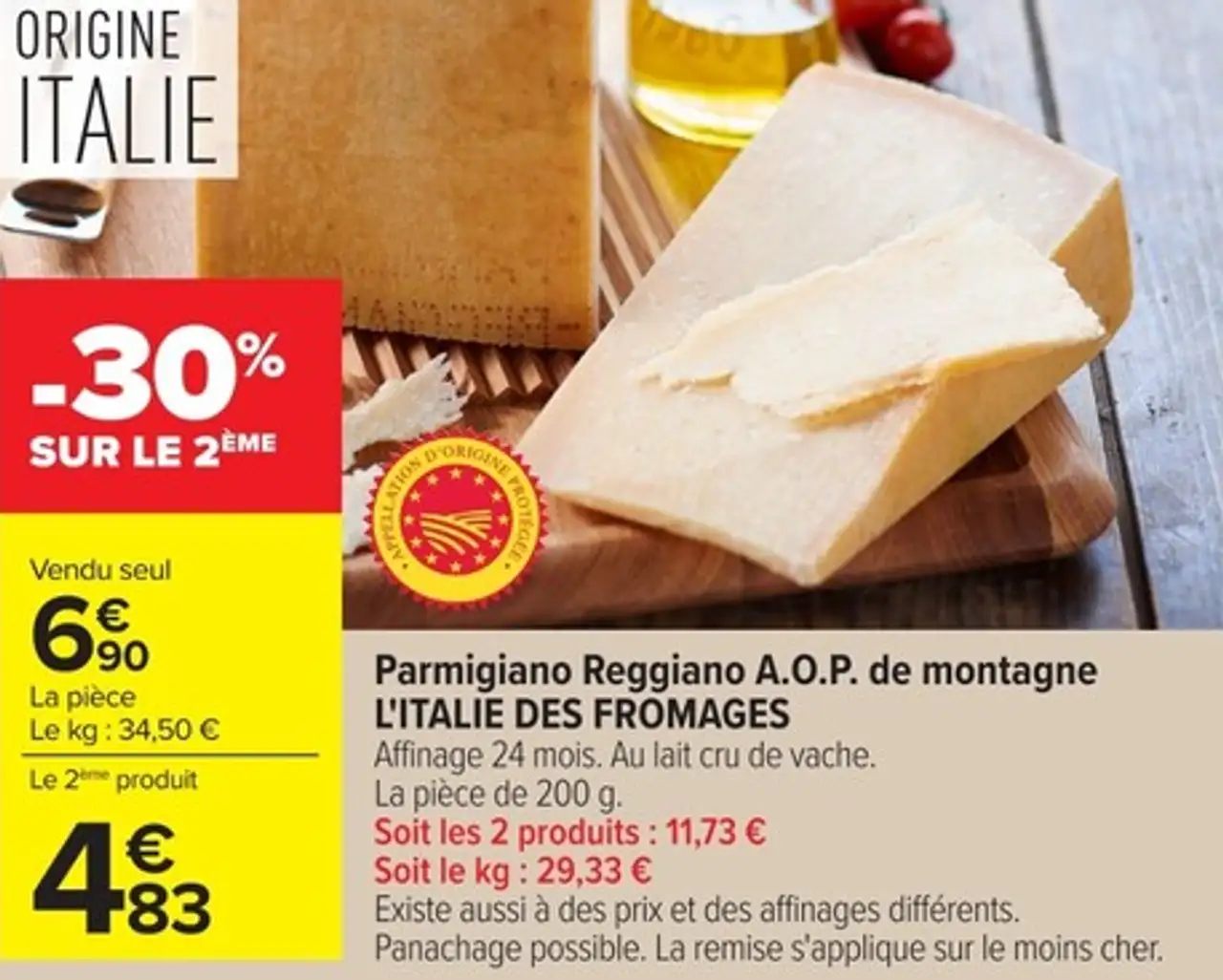Parmigiano Reggiano A.O.P. de montagne L'ITALIE DES FROMAGES