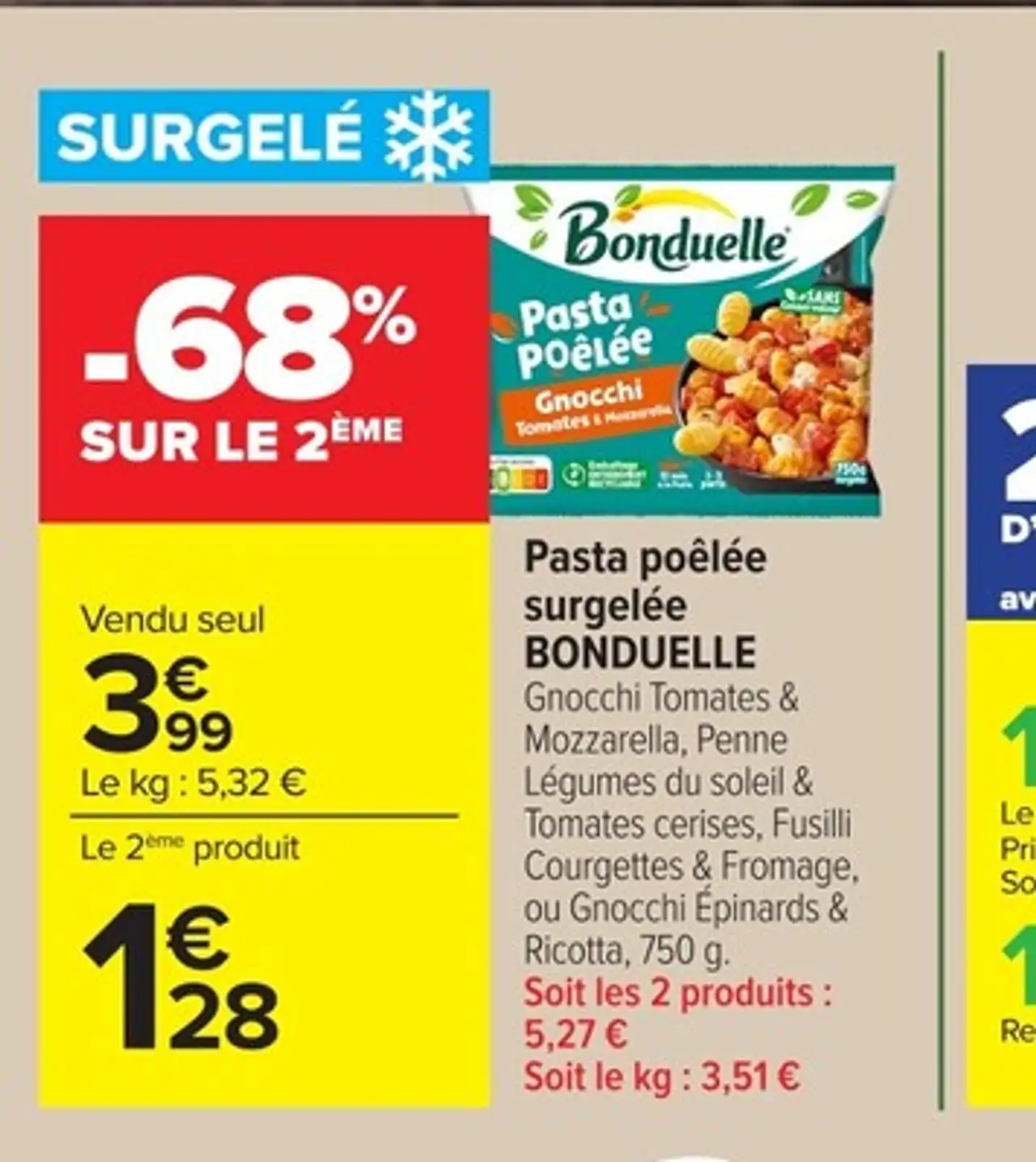 Pasta poêlée surgelée BONDUELLE