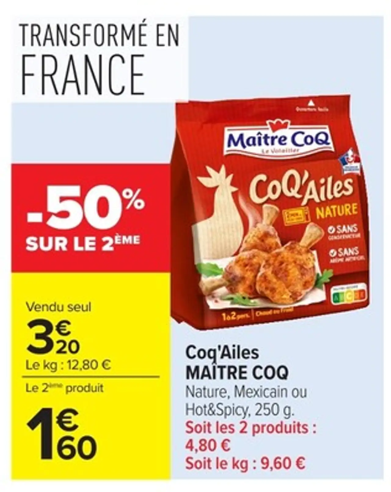 Coq'Ailes MAÎTRE COQ Nature, Mexicain ou Hot&Spicy