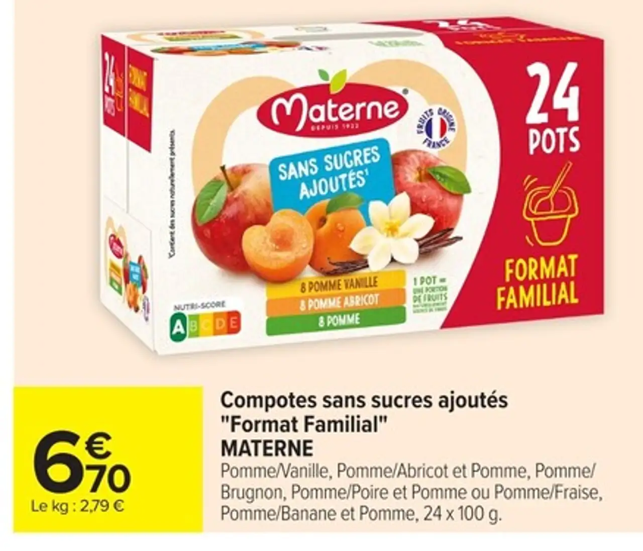 Compotes sans sucres ajoutés "Format Familial" MATERNE