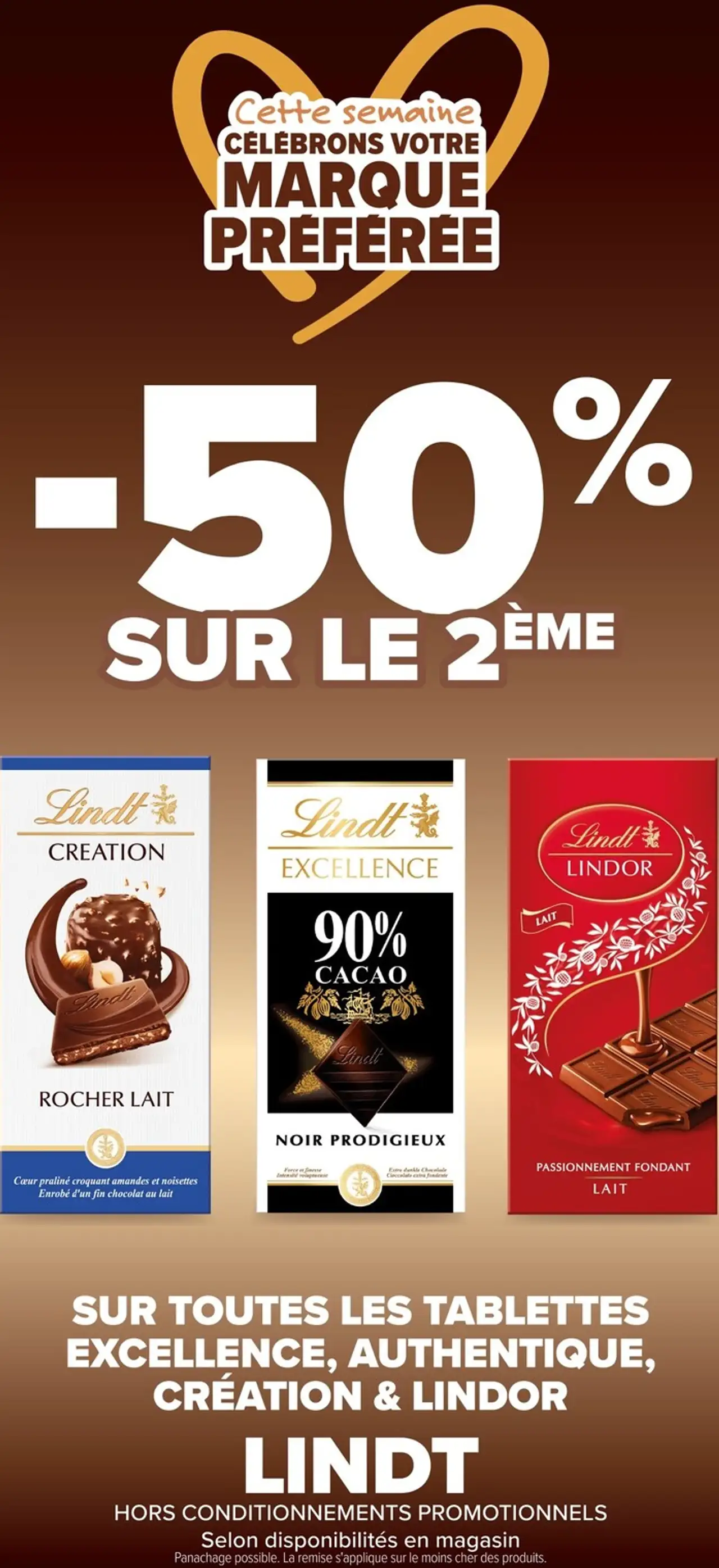 Tablettes de chocolat Lindt Excellence, Authentique, Création & Lindor