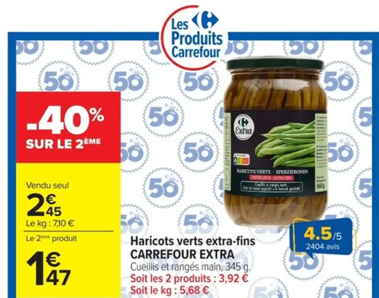 Haricots verts extra-fins Carrefour Extra