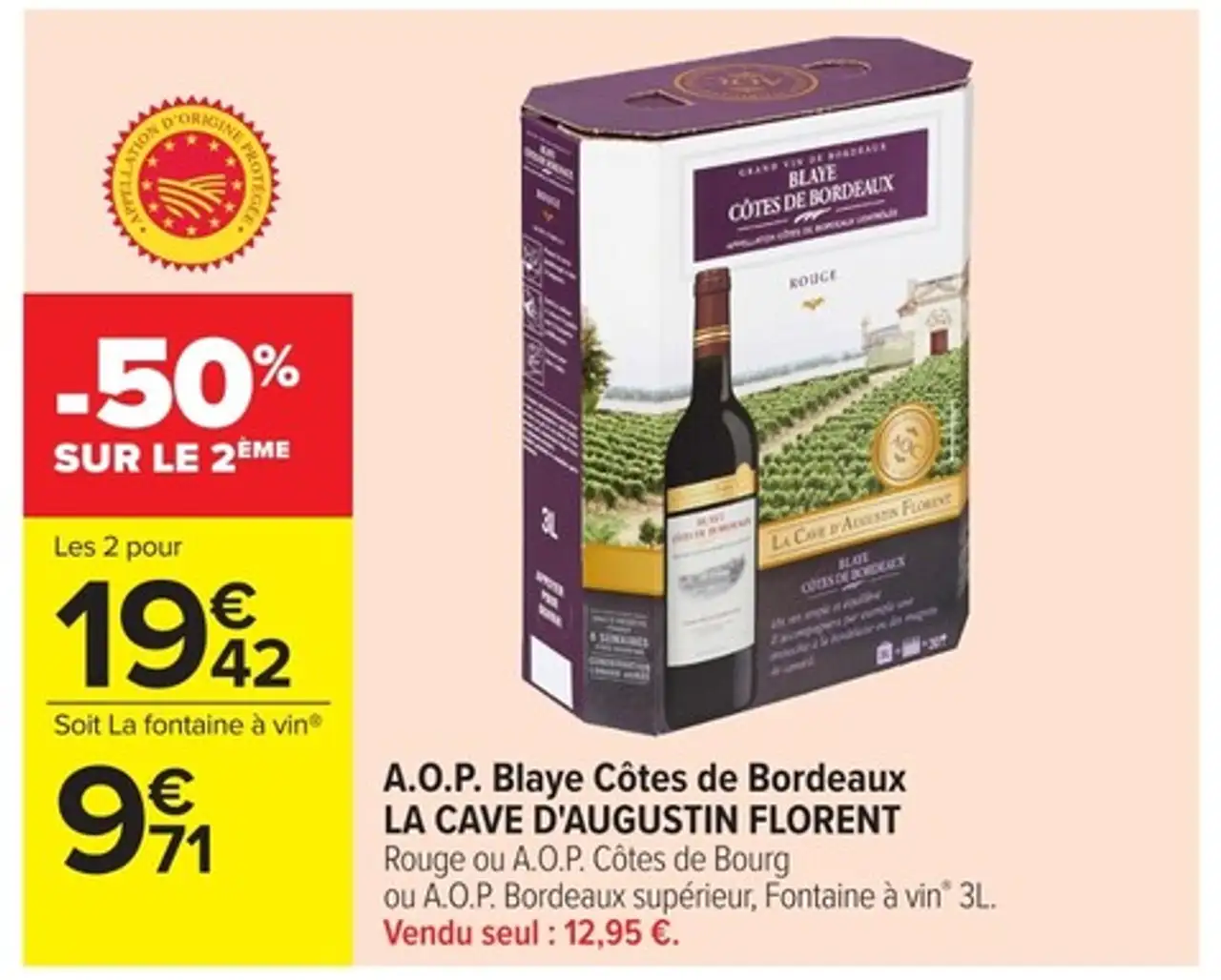 A.O.P. Blaye Côtes de Bordeaux La Cave d'Augustin Florent Rouge