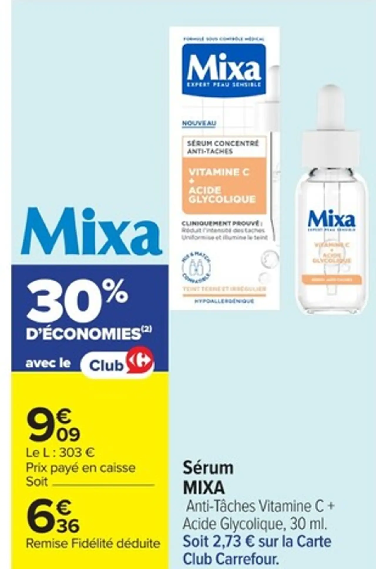 Sérum MIXA Anti-Tâches Vitamine C + Acide Glycolique