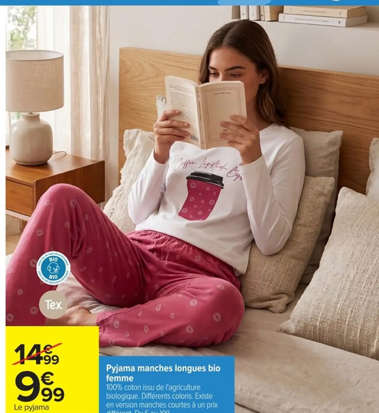 Pyjama manches longues bio femme Tex