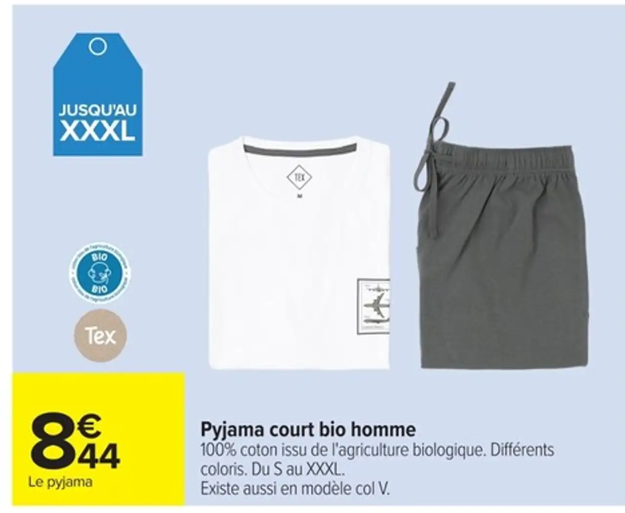 Pyjama court bio homme Tex