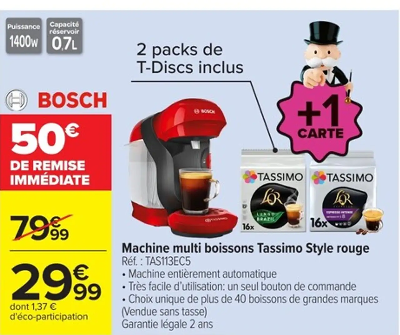 Bosch Machine multi boissons Tassimo Style rouge TAS113EC5