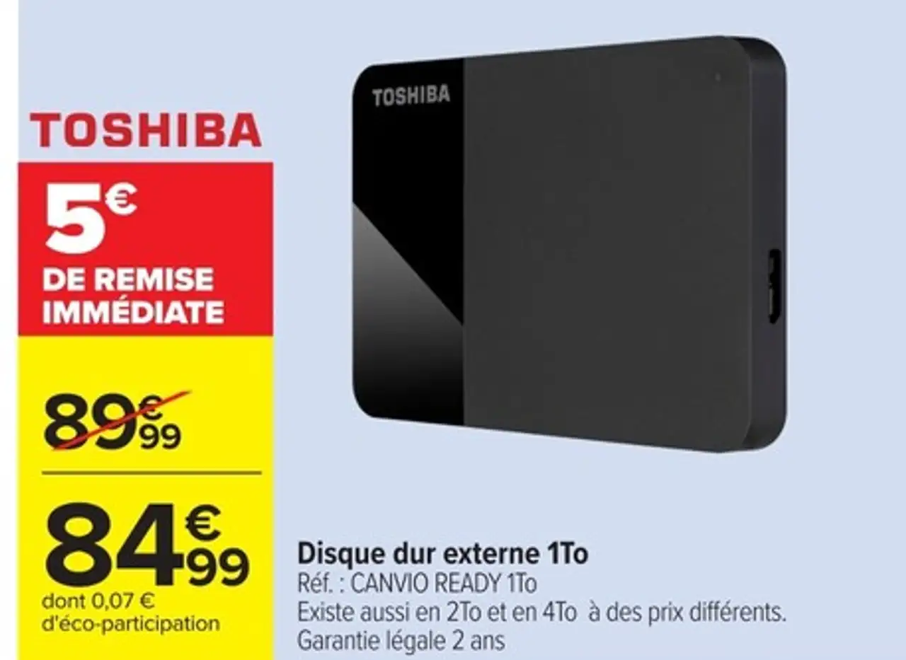Disque dur externe 1To Toshiba CANVIO READY