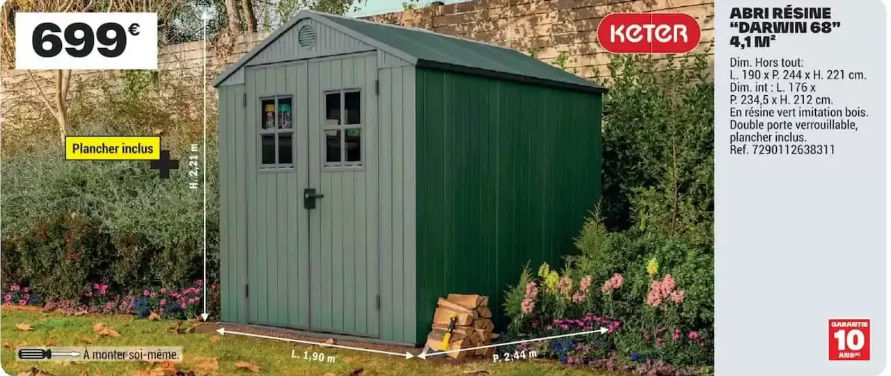 Abri résine Keter "Darwin 68" 4,1 m²