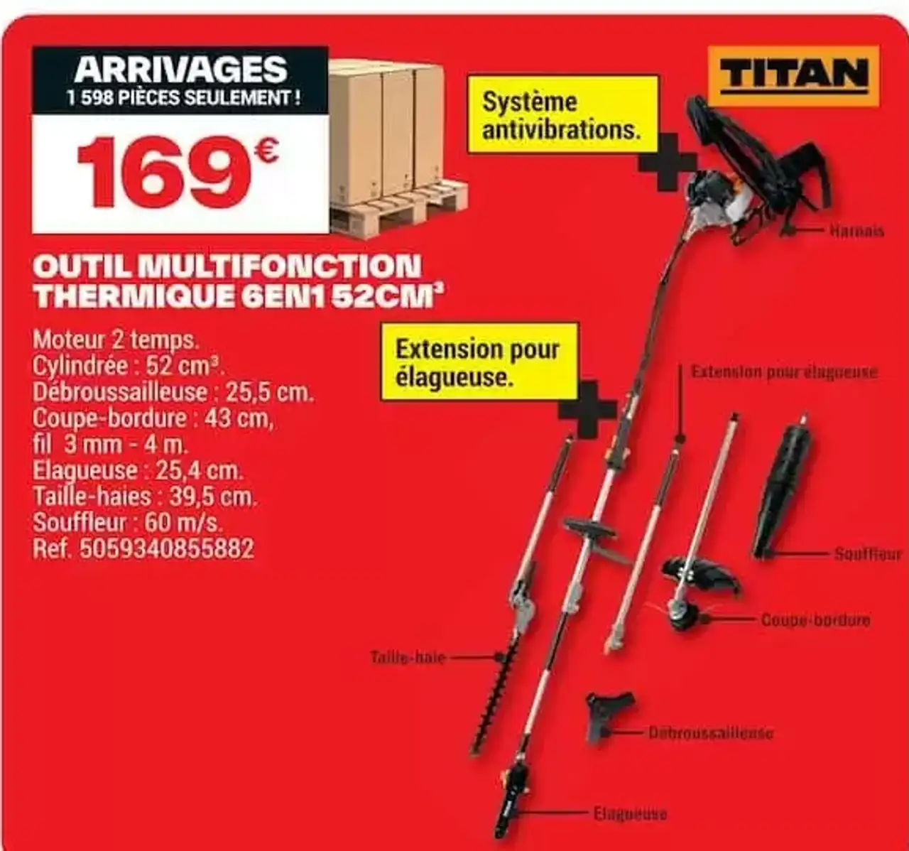 OUTIL MULTIFONCTION THERMIQUE 6EN1 52CM³ TITAN